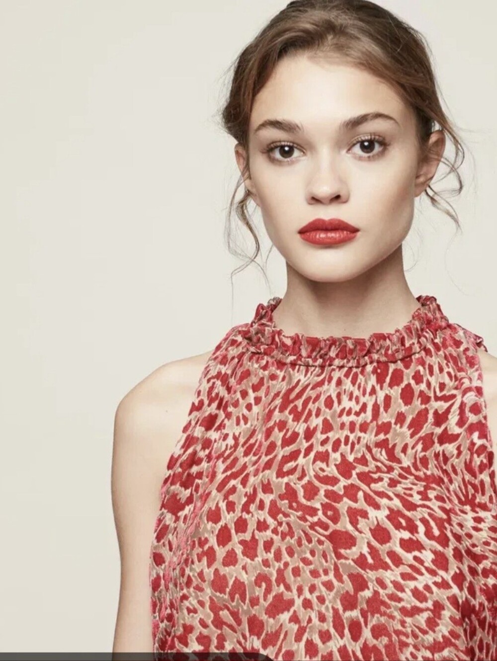 NWOT! Reiss Linnea Red Maraschino Devoré Halterneck Top